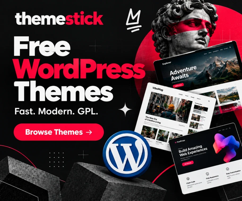 theme stick free wordpress themes fast modern GPL